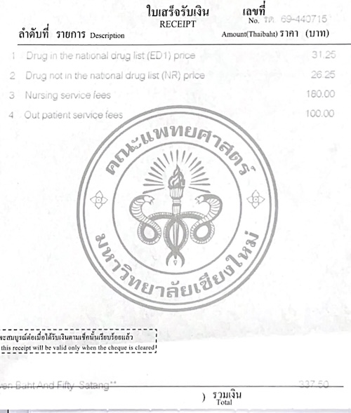 Maharaj Nakorn Chiang Mai Hospital ER fee